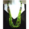Image 1 : Navajo Gaspeite Green Turquoise & Multi-Stone 6-Strand Necklace - Tommy Singer