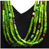 Image 2 : Navajo Gaspeite Green Turquoise & Multi-Stone 6-Strand Necklace - Tommy Singer