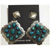 Image 1 : Navajo Turquoise Sterling Silver Large Post Earrings - Albert Brown