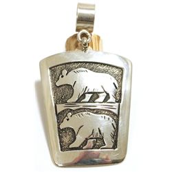 Navajo Sterling Silver Bears Pendant - Tommy Singer