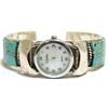 Image 1 : Zuni Opal & Turquoise Inlay Sterling Silver Cuff Bracelet Women's Watch - ST