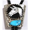 Image 2 : Old Pawn Zuni Multi-Stone Inlay Horse Sterling Silver Bolo Tie & Buckle Set - Isabelle Simplicio