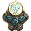 Image 1 : Old Pawn Zuni Mother of Pearl & Turquoise Sterling Silver Pendant - Florentine Panteah
