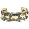 Image 1 : Navajo Turquoise Sterling Silver Animals Cuff Bracelet - Charles Johnson