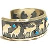 Image 2 : Navajo Turquoise Sterling Silver Animals Cuff Bracelet - Charles Johnson