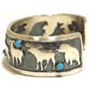Image 3 : Navajo Turquoise Sterling Silver Animals Cuff Bracelet - Charles Johnson