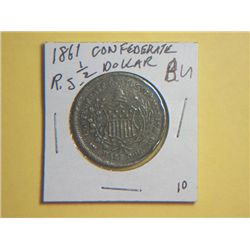 1861 CONFEDERATE 1/2 DOLLAR(re-strike)