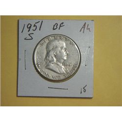 1951 BEN FRANKLIN SILVER 1/2 DOLLAR
