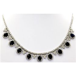 Genuine Diamond Blue Sapphire Fashion Necklace 14k