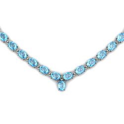 Natural Aqua Marine 45.1ctw Oval Necklace 14kt W/Y Gold