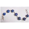 Image 1 : NATURAL 124.00 CTW LAPIS ROUND BRACELET .925 STERLING S