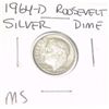 Image 1 : 1964-D ROOSEVELT SILVER DIME *RARE MS HIGH GRADE*!!