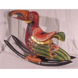 Lot 171_: Carved & Painted Toucan Rocking Bird Toy