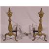 Image 1 : Lot 181_: Pair of Brass Andirons with Urn Shaped Tops