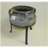Image 1 : Indian Design Pottery with metal stand overall height in stand is 9.5" x 6.5 diameter