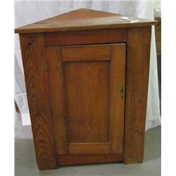 Primitive Pine single door hanging Corner Cupboard with Bead back