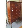 Image 1 : 19th Century Queen Ann flat top highboy American - in two parts, shell carving on top and base - ori
