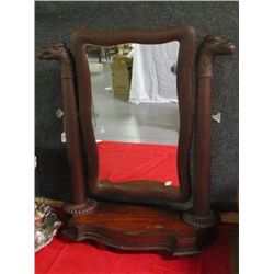 1800's Empire Shaving Stand and mirror - original finish w/Greek side columns topped w/carved Eagle 