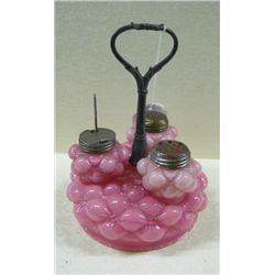 Rare Fenton Condimint Server with Handle  Bubble Design Server with Salt, Pepper and Sugar