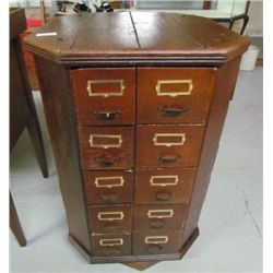 19th century Oak Rotating 40 Drawer File Cabinet