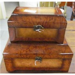 Pair of Burl Walnut decorated boxes