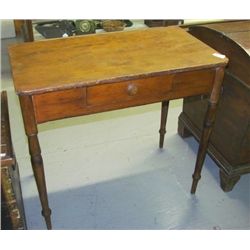 1800's Primitive single Drawer Work Table on Turn Legs