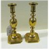 Image 1 : Pair of 1800s Chippendale Brass Candle Stick with Push Up 9" Tall