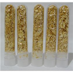 5 Large Vials of Gold Flakes