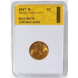 1947-D Lincoln Wheat Cent SGS MS70