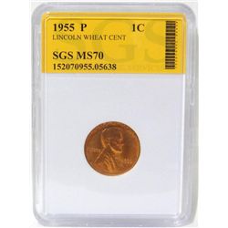 1955-P Lincoln Wheat Cent SGS MS70