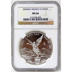 2004-Mo Mexico Libertad Silver Coin 1onza NGC MS66