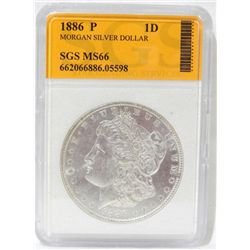 1886-P Morgan Silver Dollar SGS MS66