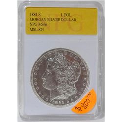 1881-S Morgan Silver Dollar NPG MS66