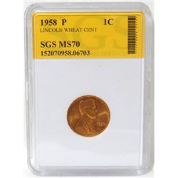 1958-P Lincoln Wheat Cent SGS MS70