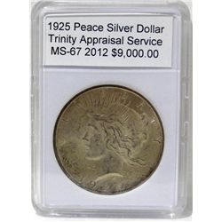 1925 Peace Silver Dollar MS-67 w/Appraisal