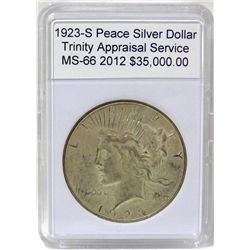 1923-S Peace Silver Dollar MS-66 w/Appraisal