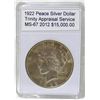 Image 1 : 1922 Peace Silver Dollar MS-67 w/Appraisal
