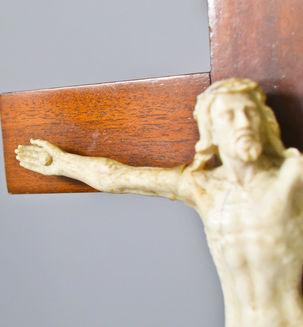 Antique carved Jesus Christ on wood cross