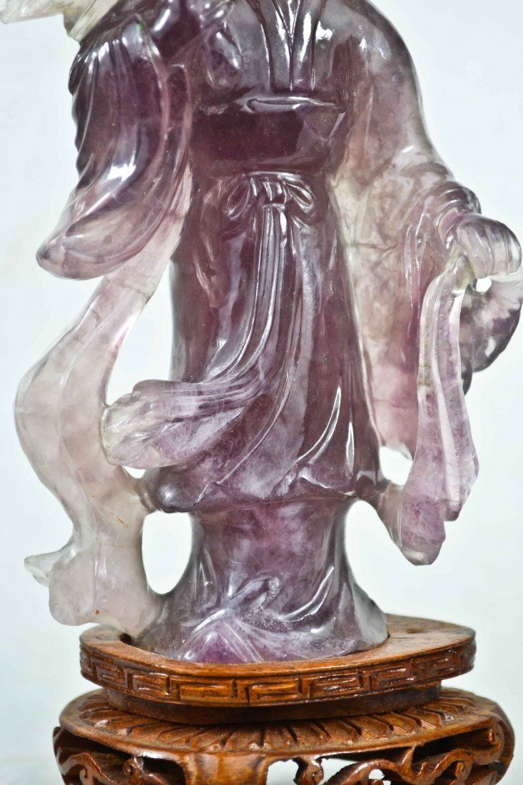 Chinese carved amethyst statue of Quan Yin