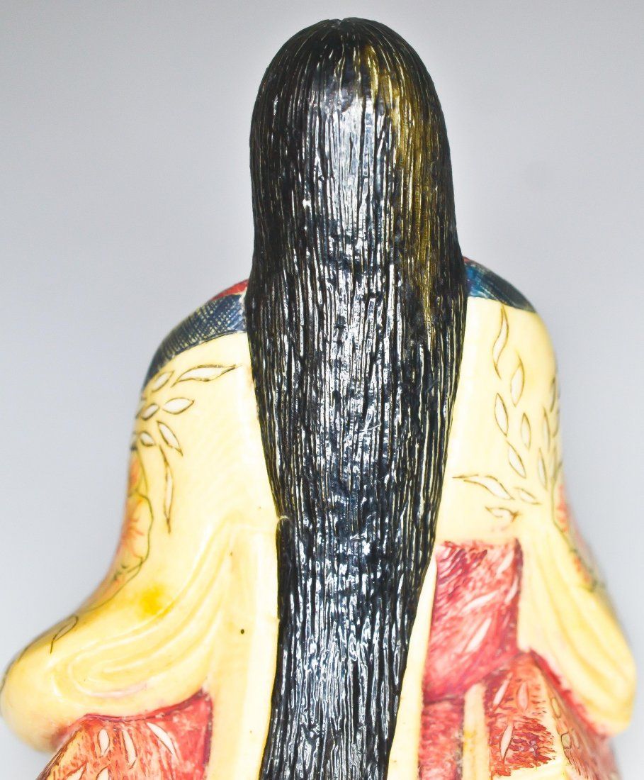 Antique Chinese pair of polychrome ivory figurines