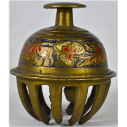 Vintage Chinese enameled brass bell