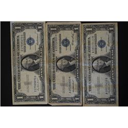 1935-E & 1957 (2) US Silver Certificate $1; Blue Seal; Lot of 3