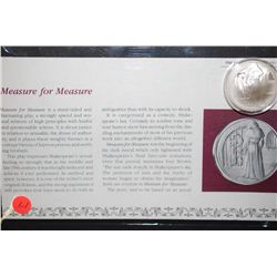 Shakespeare Tragedy Sterling Round; Measure For Measure; .925 Silver .540 Oz.