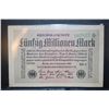 Image 1 : 1923 German Funfzig Millionen Mark Foreign Bank Note