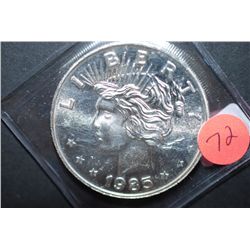 Silver Trade Unit Round; .999 Fine Silver 1 Oz.; "Peace"