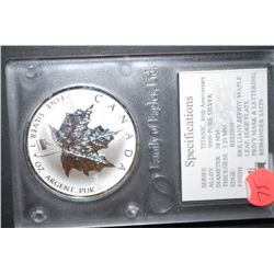 1998 Canada $5 "Mapleleaf" Foreign Coin; 9999 Fine Silver 1 Oz.