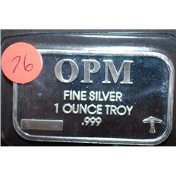 Ohio Precious Metals Silver Ingot; .999 Fine Silver 1 Oz.; From Recycled Sources