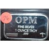 Image 1 : Ohio Precious Metals Silver Ingot; .999 Fine Silver 1 Oz.; From Recycled Sources