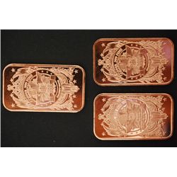 2012 Copper Ingot; .999 Fine Copper 1 Oz.; Lot of 3