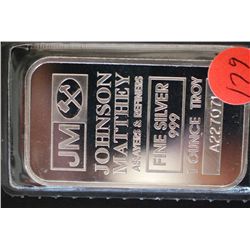 Johnson Matthey Assayers & Refiners Silver Ingot; .999 Fine Silver 1 Oz.